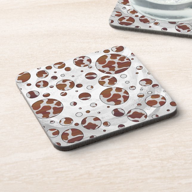Dessous-de-verre Polka Dot Vache Brown et blanche (Côté gauche)