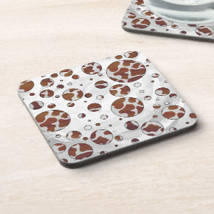 Dessous-de-verre Polka Dot Vache Brown et blanche