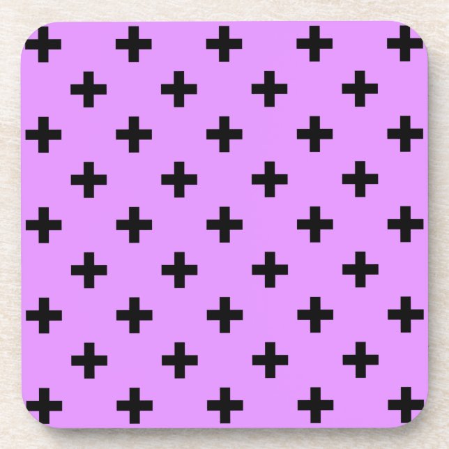 Dessous-de-verre Polka noire croise sur lilas (Devant)