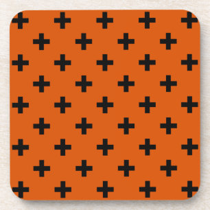 Dessous-de-verre Polka noire croise sur orange