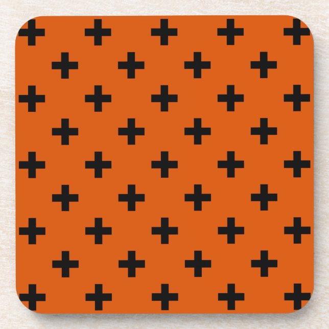 Dessous-de-verre Polka noire croise sur orange (Devant)