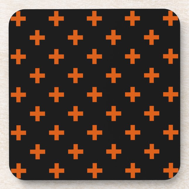 Dessous-de-verre Polka orange croise sur noir (Devant)