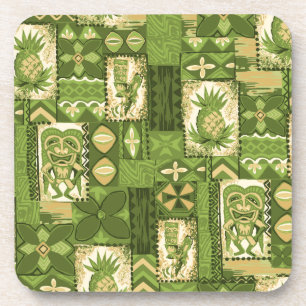 Dessous-de-verre Pomaika’i Tiki Hawaïen Vintage Tapa