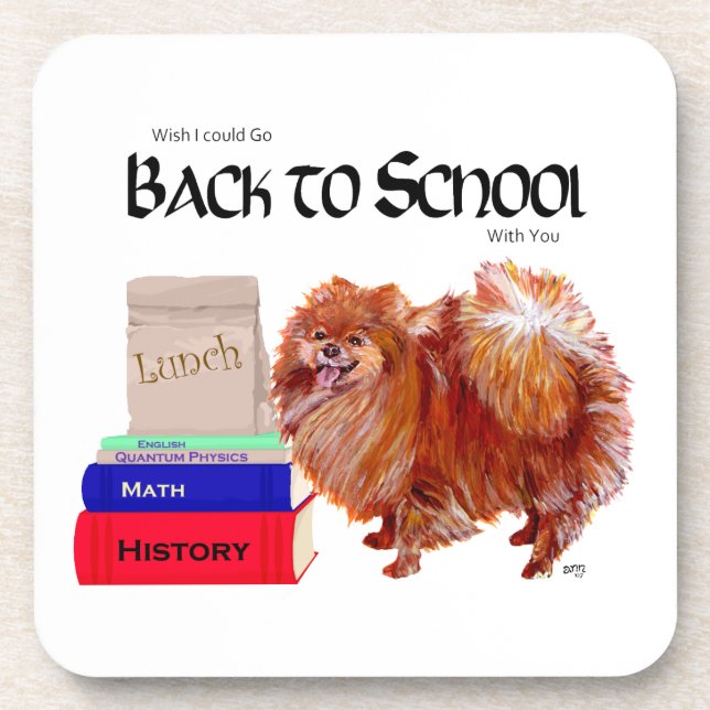 Dessous-de-verre Pomeranian Back to School (Devant)