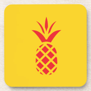 Dessous-de-verre Pomme de pin rouge en jaune.