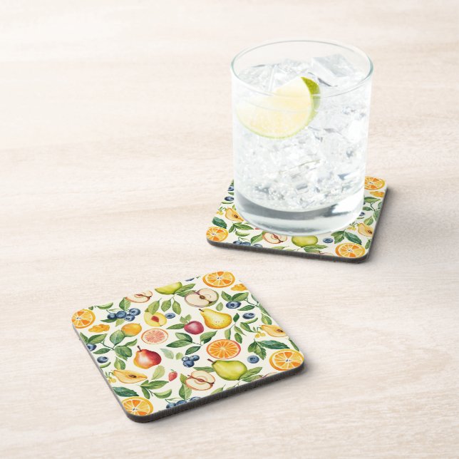 Dessous-de-verre Pommes Poires Myrtilles Oranges Fruits (Côté Droit)