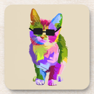 Dessous-de-verre Pop Art cool chat kitty art