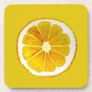 Dessous-de-verre Pop art jaune vif citron pamplemousse aquarelle