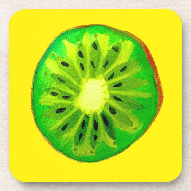 Dessous-de-verre Pop art vif kiwi fruit original aquarelle (Devant)