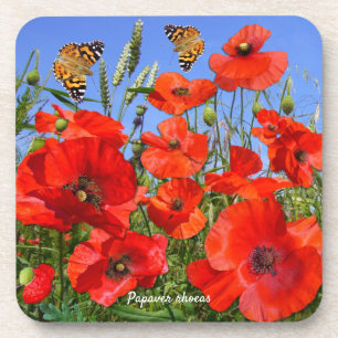Dessous-de-verre Poppy Field and Butterflies