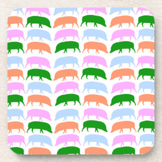 Dessous-de-verre Porcs multicolores rose bleu vert orange liège C
