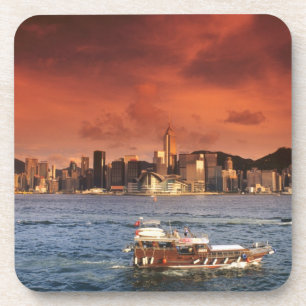 Dessous-de-verre Port de Hong Kong au coucher du soleil