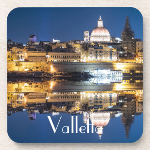 Dessous-de-verre Port de la vieille ville de La Valette la nuit