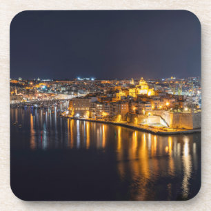 Dessous-de-verre Port de Malte illuminé la nuit