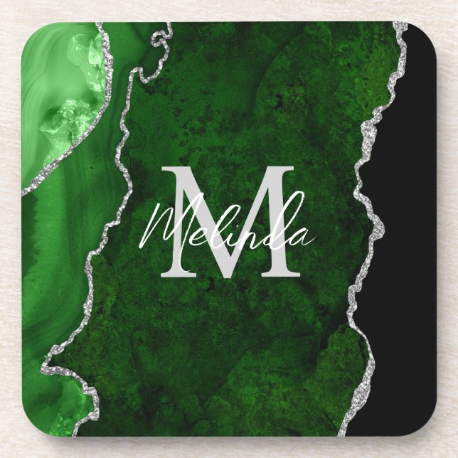 Dessous-de-verre Porte en marbre vert et argent (Devant)