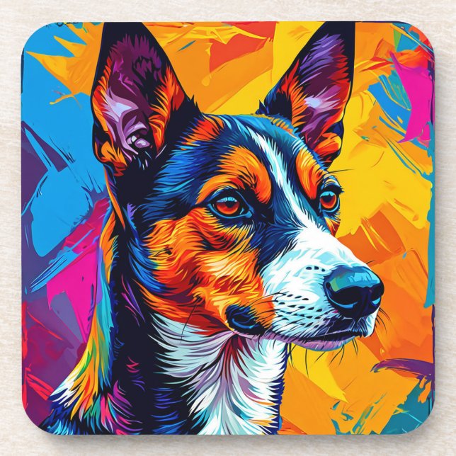 Dessous-de-verre Portrait abstrait de chien Basenji (Devant)