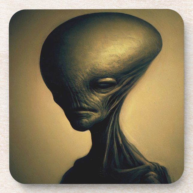 Dessous-de-verre Portrait Alien tiré à la main (Devant)