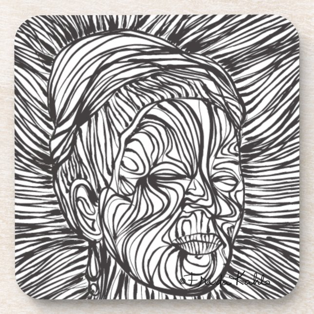 Dessous-de-verre Portrait de Frida Kahlo Lines (Devant)