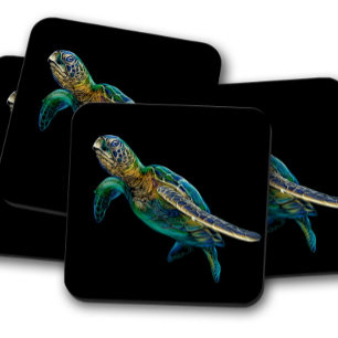 Dessous-de-verre Portrait de la tortue verte Elégant Dessous de v