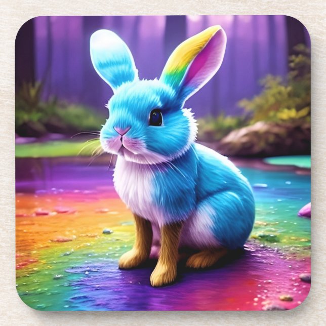Dessous-de-verre Portrait de lapin bleu mignon assis-36558 (Devant)