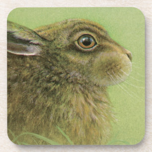 Dessous-de-verre Portrait de lapin pâturage fine art dessous de ver