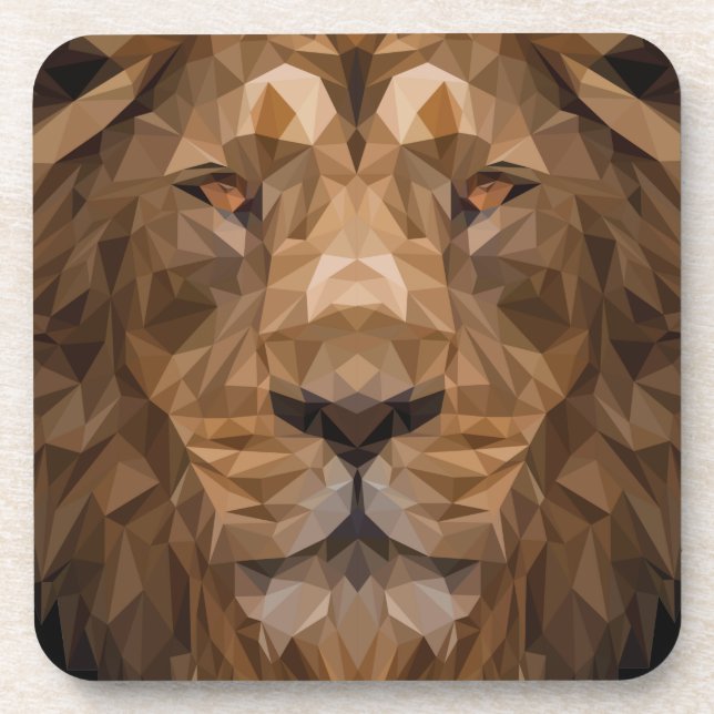 Dessous-de-verre Portrait de lion géométrique (Devant)