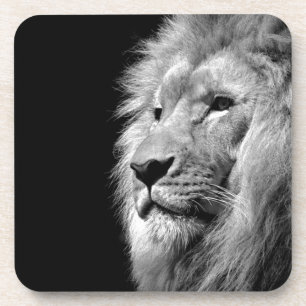Dessous-de-verre Portrait de Lion noir blanc - Photographie d'anima