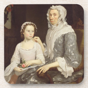 Dessous-de-verre Portrait de Madame pluse âgé et d'une jeune fill
