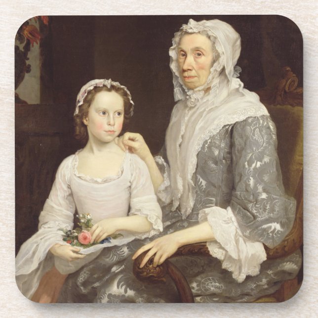 Dessous-de-verre Portrait de Madame pluse âgé et d'une jeune fille (Devant)