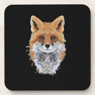 Dessous-de-verre portrait de tête de renard de l'aquarelle de splas