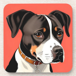 Dessous-de-verre Portrait élégant d'un chien noir et blanc