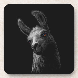 Dessous-de-verre Portrait Head Cute Llama avec un Arrière - plan no