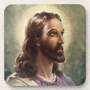 Dessous-de-verre Portrait religieux vintage de Jésus-Christ avec ha