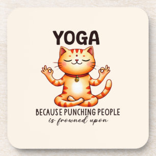 Dessous-de-verre Pose de Yoga de chat - Drôle Yoga
