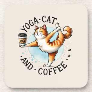 Dessous-de-verre Pose de Yoga de chat - Yoga Chat et Café