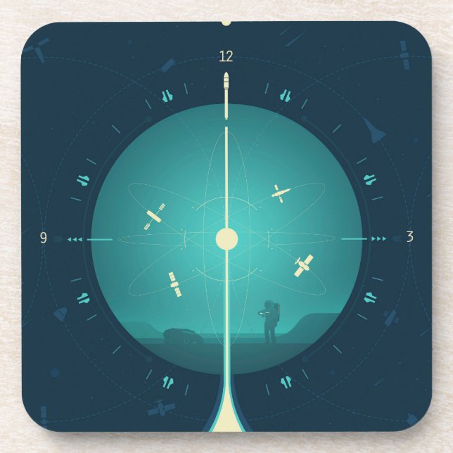 Dessous-de-verre Poster de l'horloge atomique Deep Space, version b (Devant)
