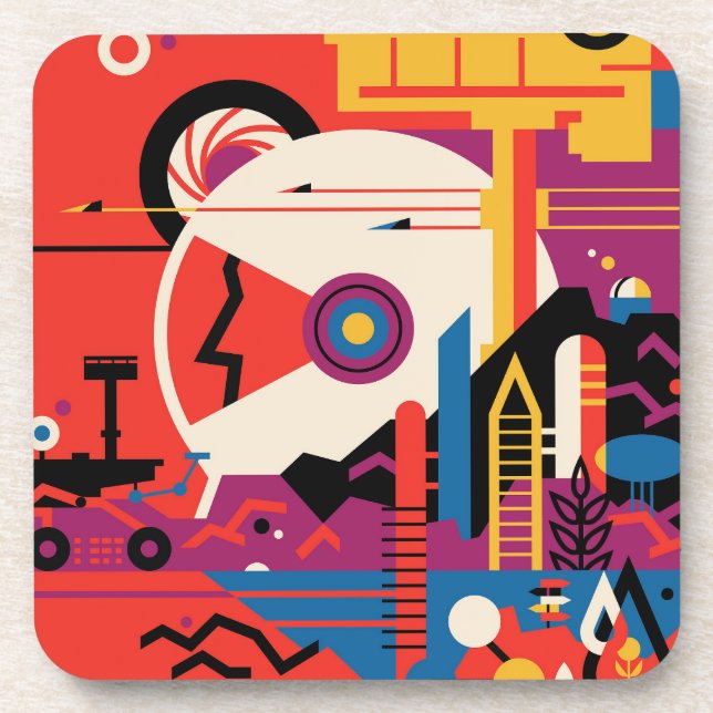 Dessous-de-verre Poster spatial Retro - Programme d'exploration de  (Devant)