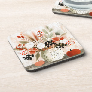 Dessous-de-verre Pot de fleurs d'automne et Pot tacheté de rouille