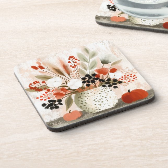 Dessous-de-verre Pot de fleurs d'automne et Pot tacheté de rouille (Côté gauche)