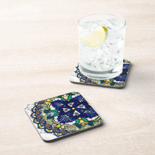 Dessous-de-verre poterie talavera colorée art photo mexicain bleu