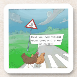 Dessous-de-verre Poules Traversant la Route Dessin Animé Drôle