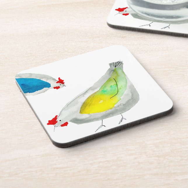 Dessous-de-verre Poulets mignons aquarelle (Côté gauche)