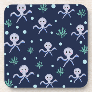 Dessous-de-verre Poulpe sous la mer motif pour enfants