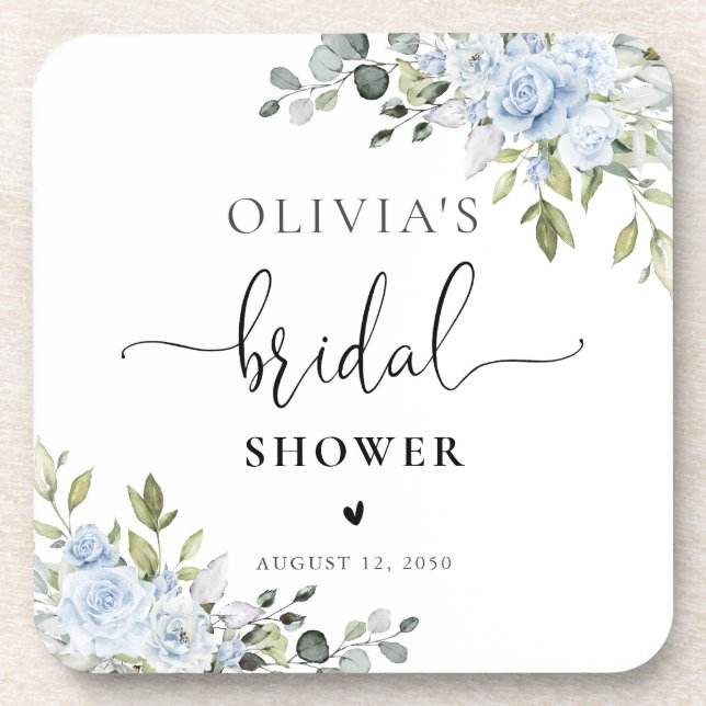 Dessous de verre pour Baby Shower botanique bleu d (Devant)