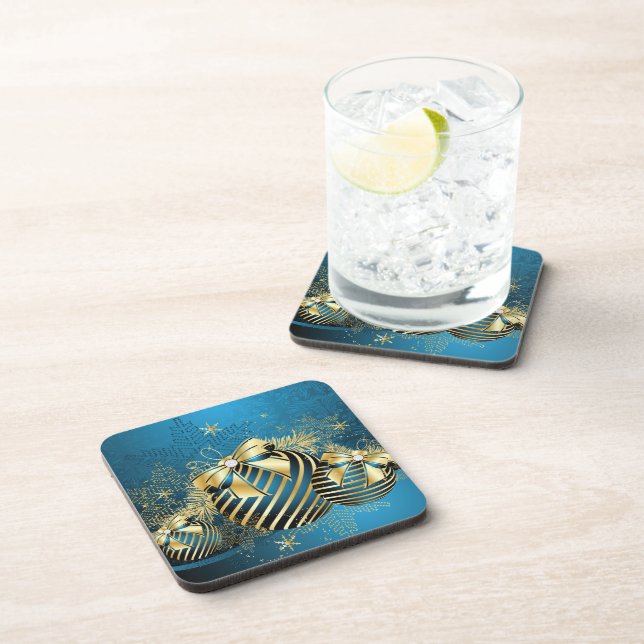 Dessous de verre pour boisson Boules de Noël dorée (Côté Droit)