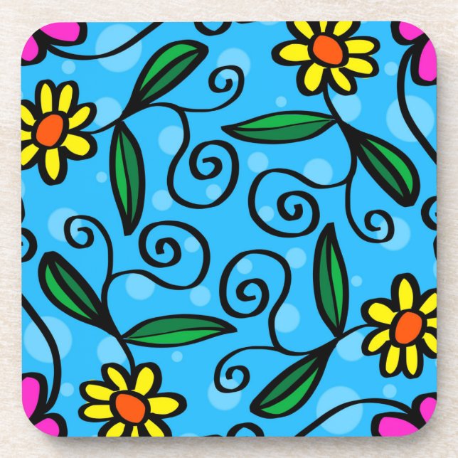 Dessous de verre pour boisson floral abstrait (Devant)