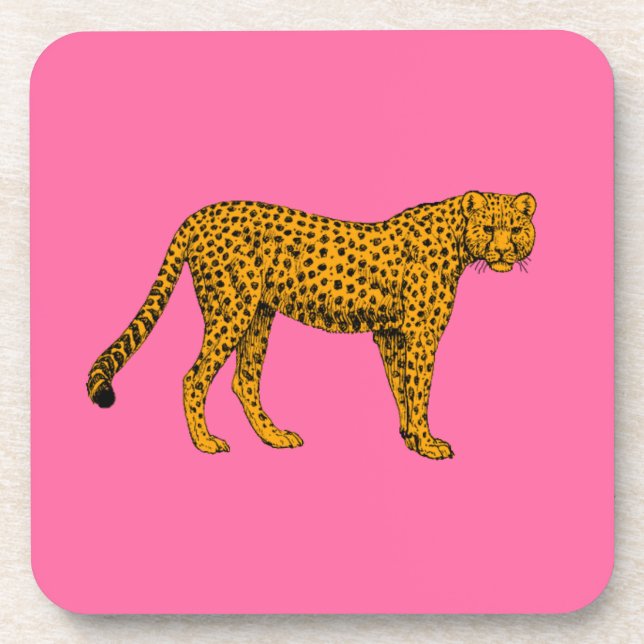 Dessous de verre pour boisson Pink Cheetah (Devant)
