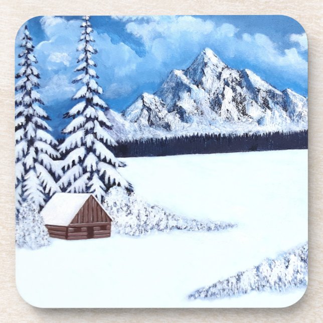 Dessous de verre pour boisson Scène hivernale merv (Devant)