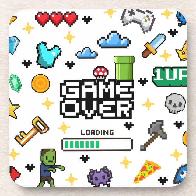 Dessous de verre pour buveur de jeux vidéo rétro e (Devant)