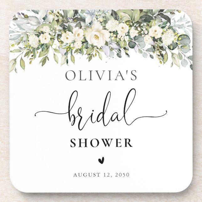 Dessous de verre pour douche de mariée à fleurs bl (Devant)
